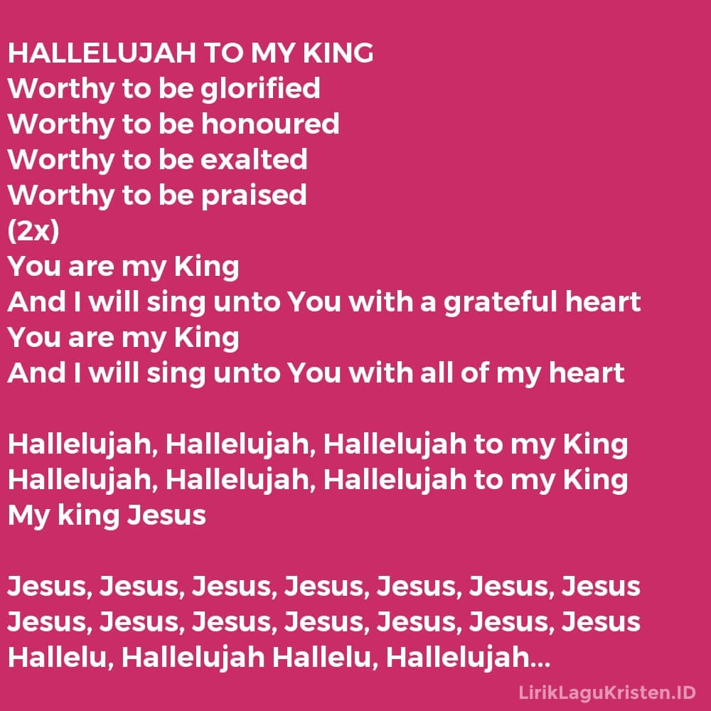 HALLELUJAH TO MY KING