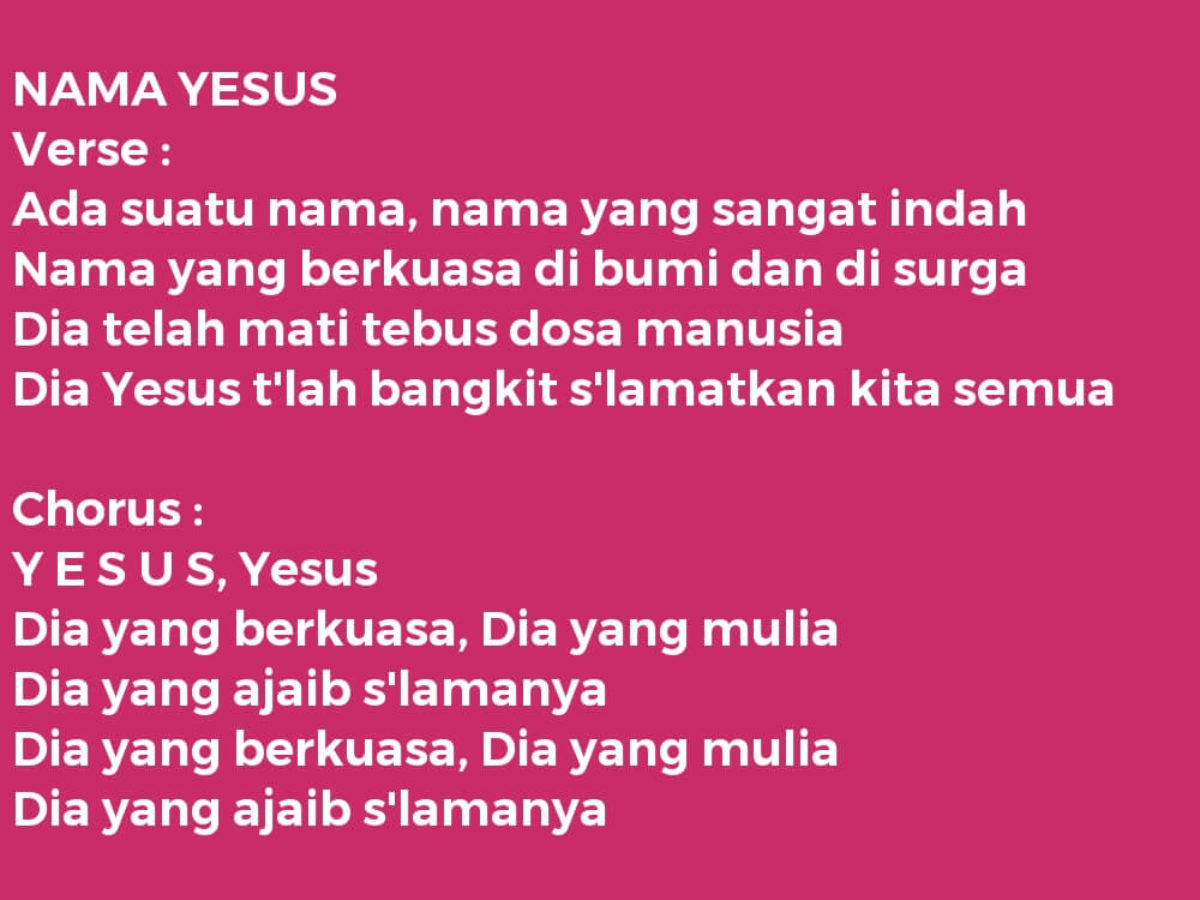 Nama Yesus Lirik Lagu Kristen