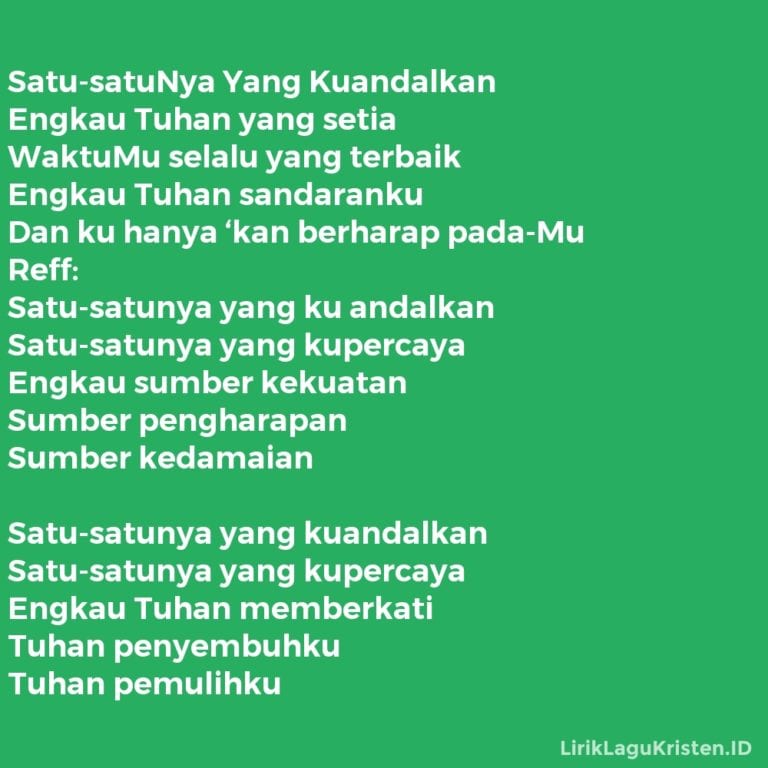 Lirik Lagu Yesus Yang Kuandalkan Ruang Ilmu