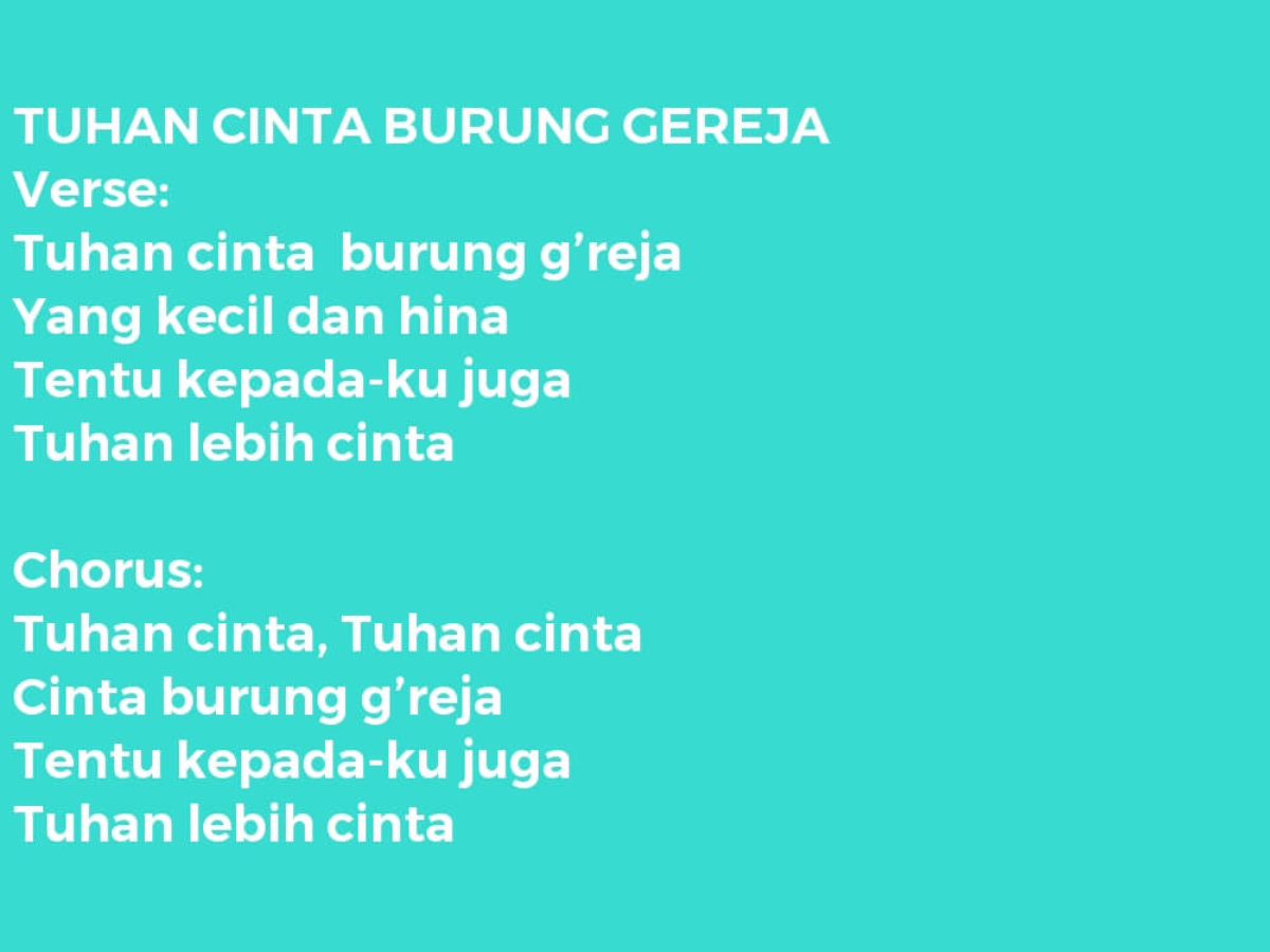 Tuhan Cinta Burung Gereja Lirik Lagu Kristen