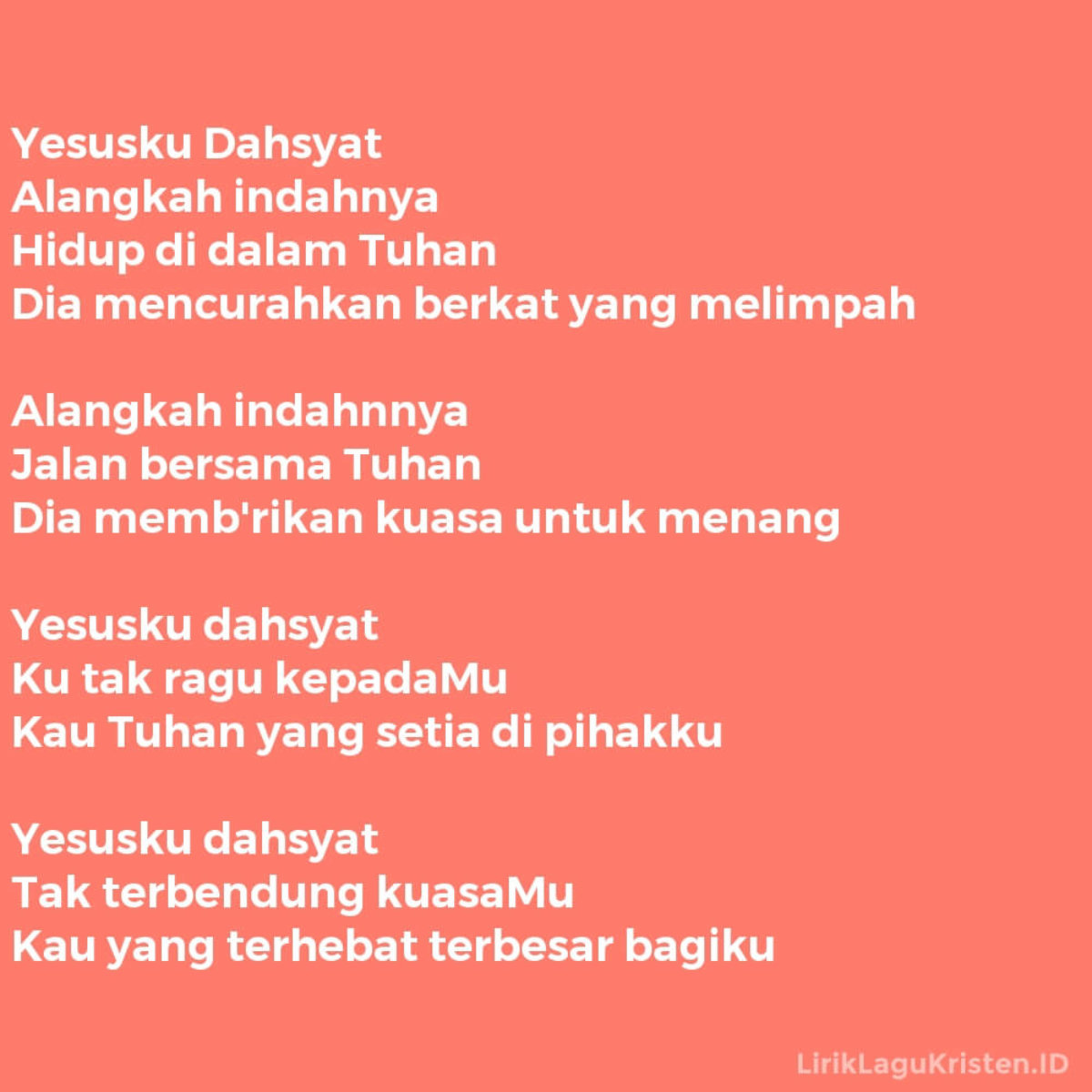 Yesusku Dahsyat Lirik Lagu Kristen