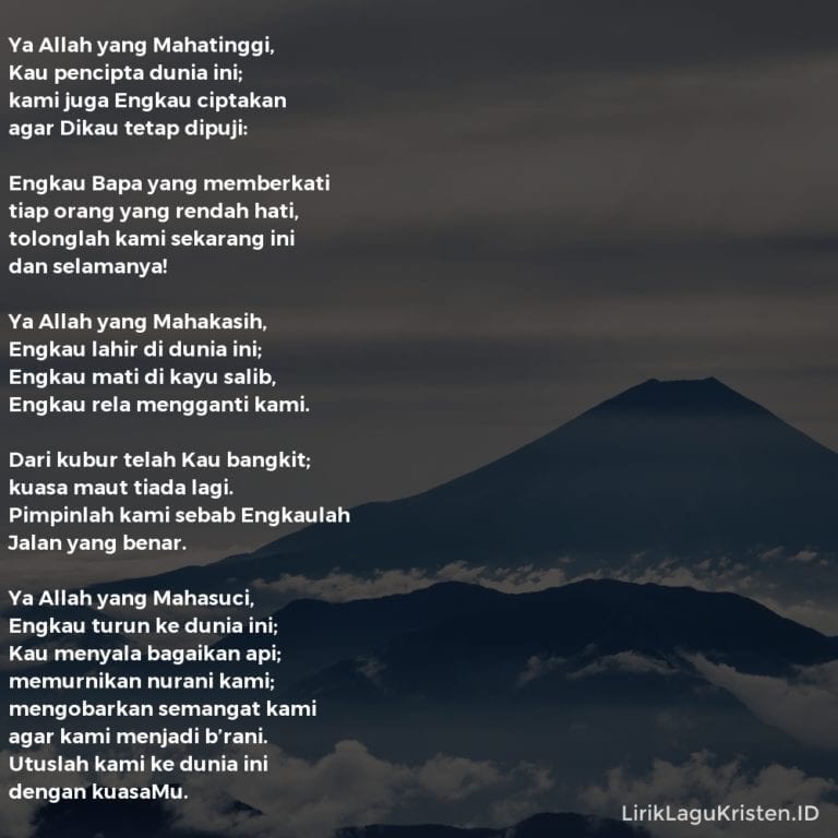 Ya Allah Yang Mahatinggi • LIRIK LAGU KRISTEN