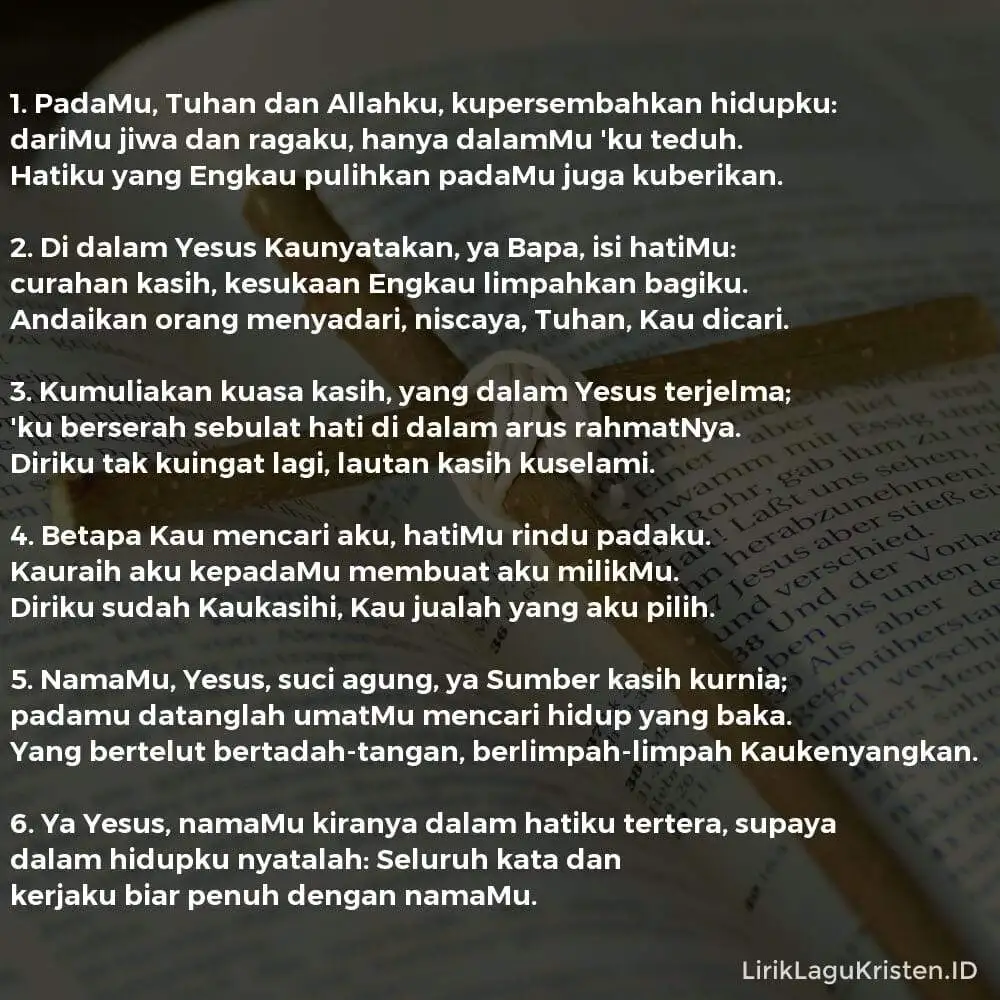 PadaMu, Tuhan Dan Allahku